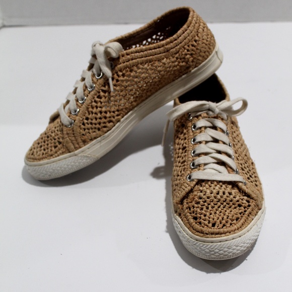 Loeffler Randall Shoes - Loeffler Randall Cora raffia straw sneaker low top